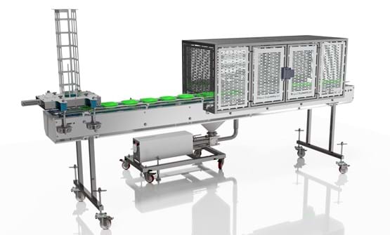 Indexing conveyor with filler